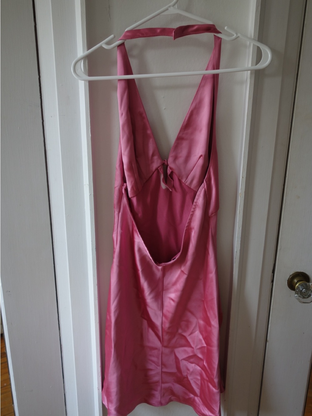 Silky Pink Halter Chemise Nightdress